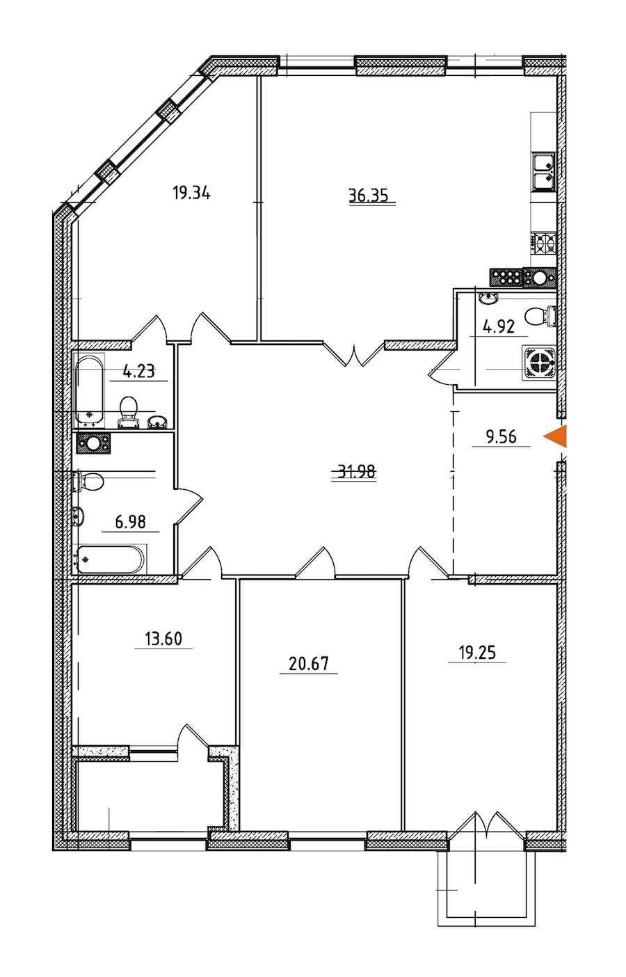 Четырехкомнатная квартира в : площадь 170.32 м2 , этаж: 8 – купить в Санкт-Петербурге